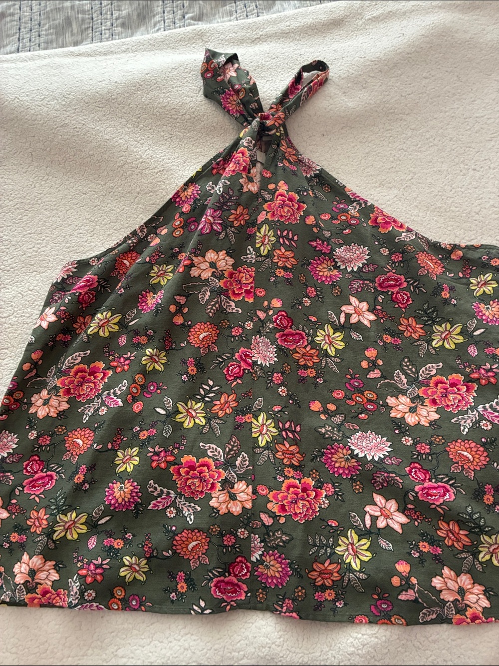 LOFT Olive Green Floral Halter Camisole